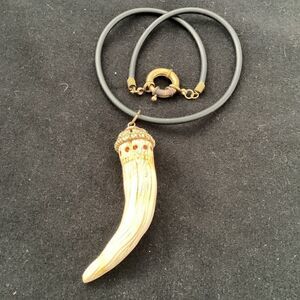 OOAK handmade necklace faux ivory pendant. J0033